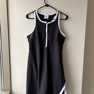 Sage Black and White Zip-Front Romper